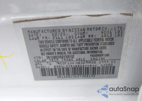 2025 Nissan Sentra Sv из США, поврежденный, VIN 3N1AB8CV6SY308192